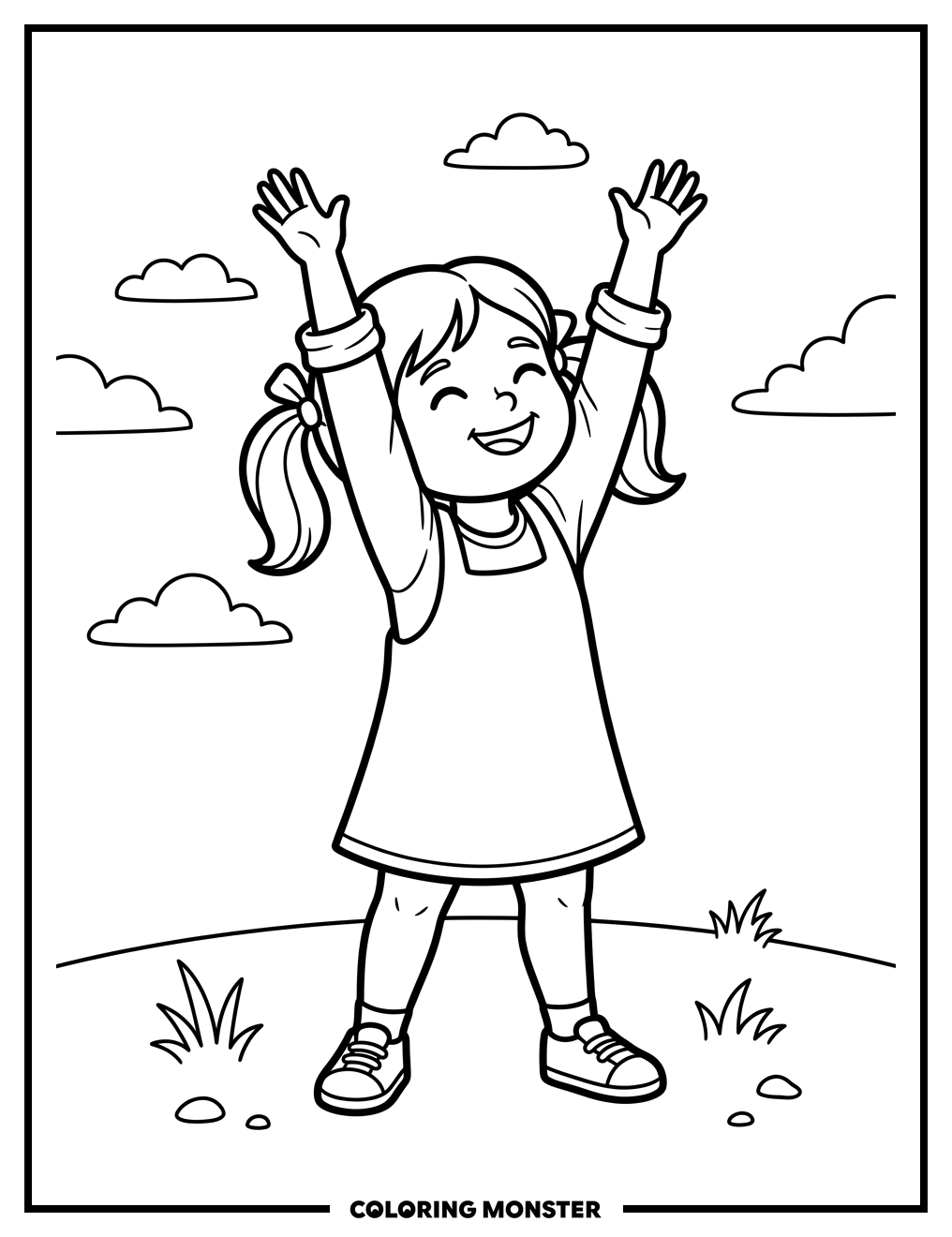 Child Reaching for the Sky Coloring Page