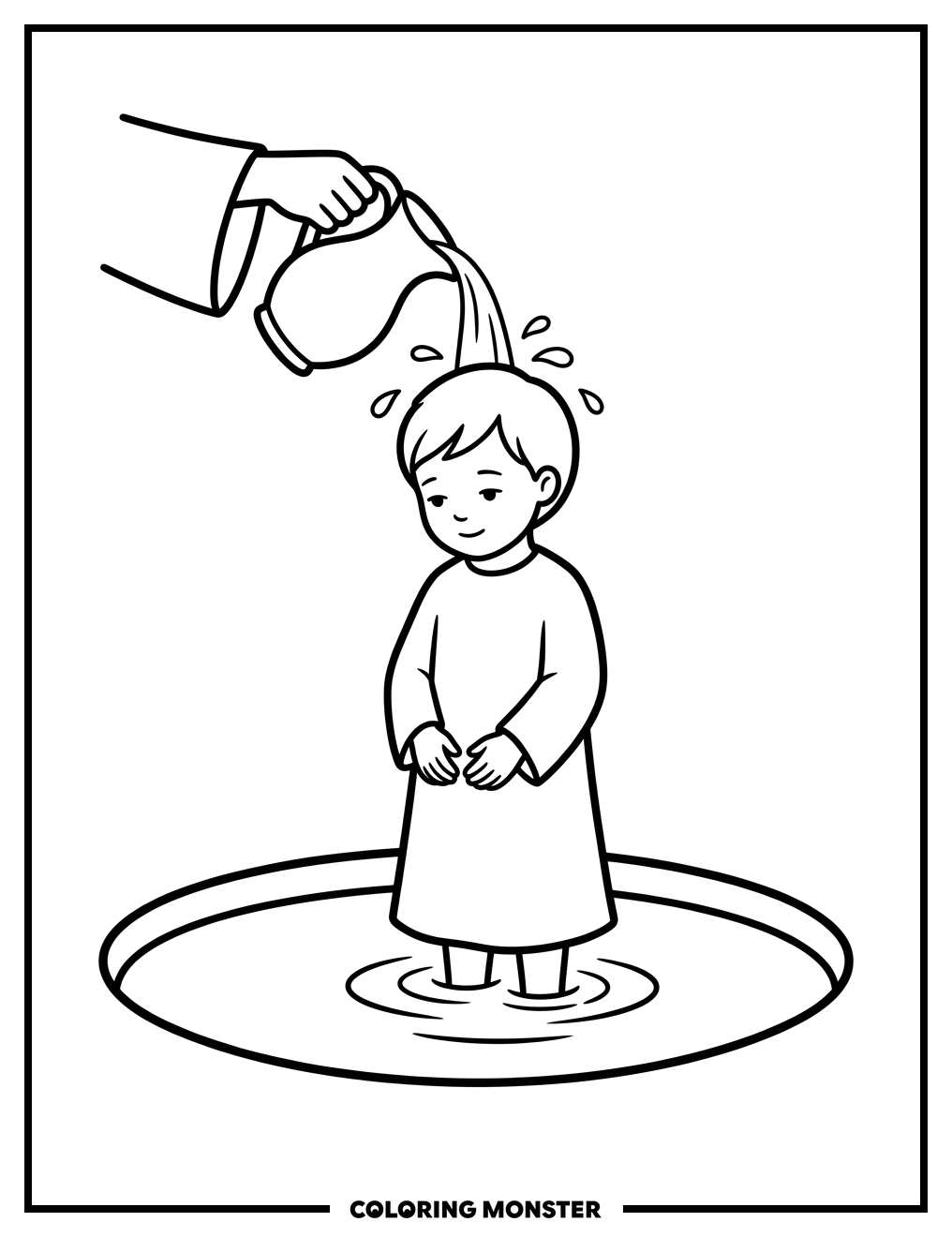 Child Receiving Gentle Blessing Coloring Page