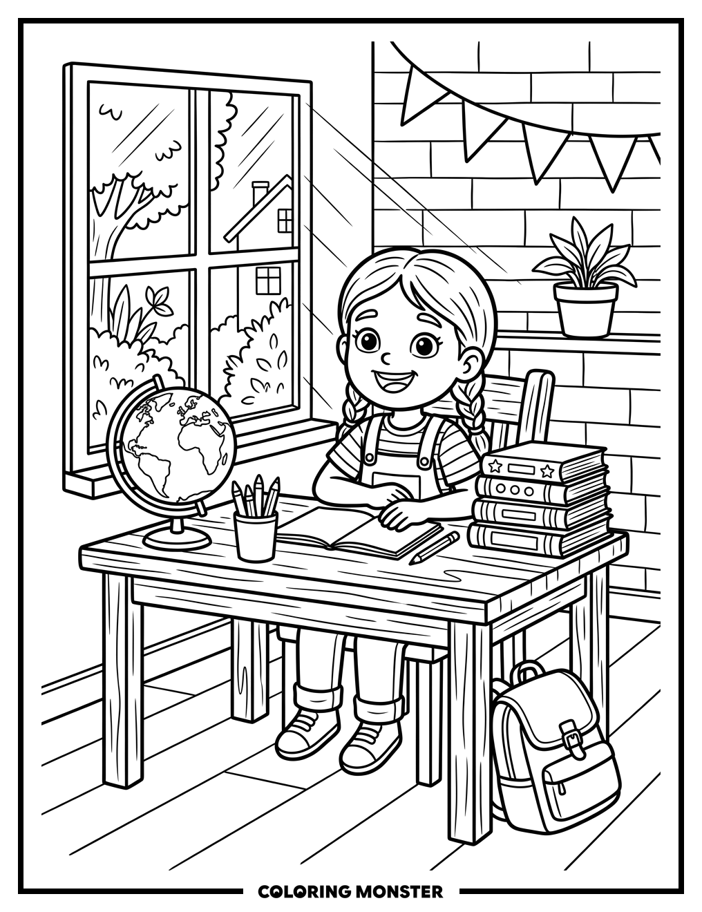 Child's First Day Of Homeschooling Coloring Page