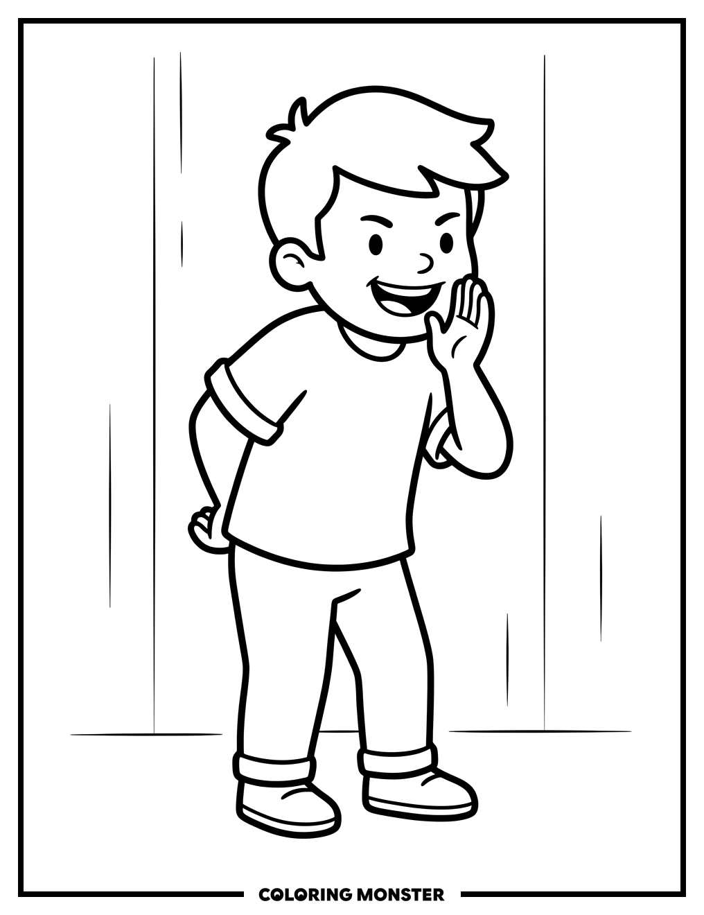 Child Sharing a Secret Coloring Page