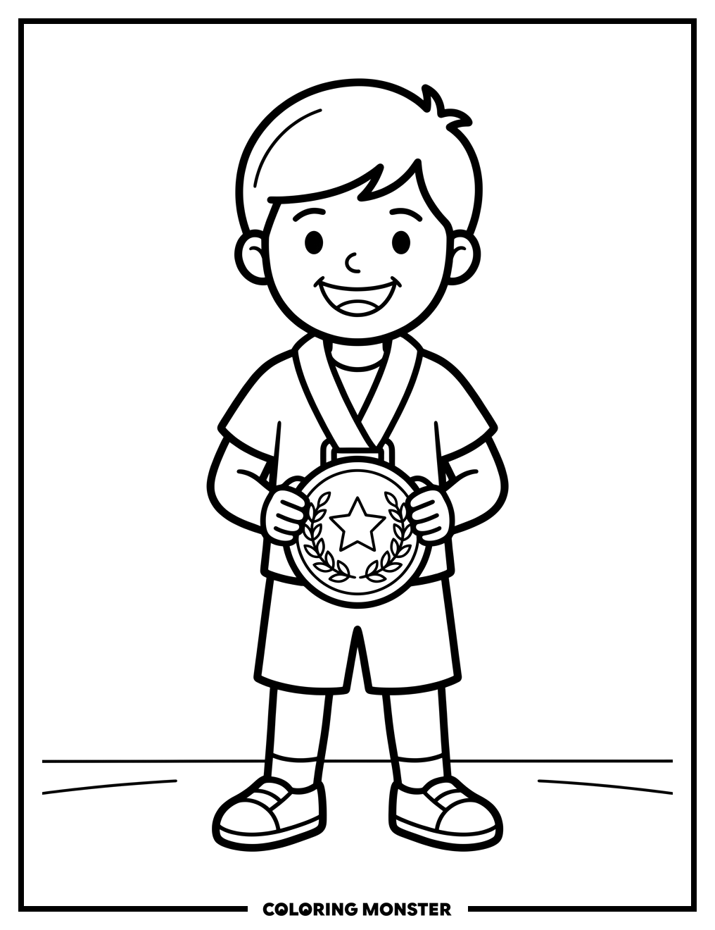 Child With Gold Medal Coloring Page