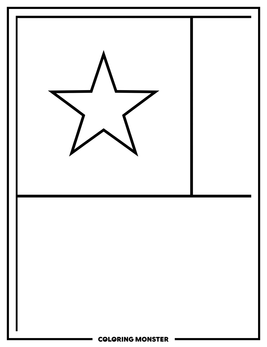 Chilean Flag Star Close-Up Coloring Page