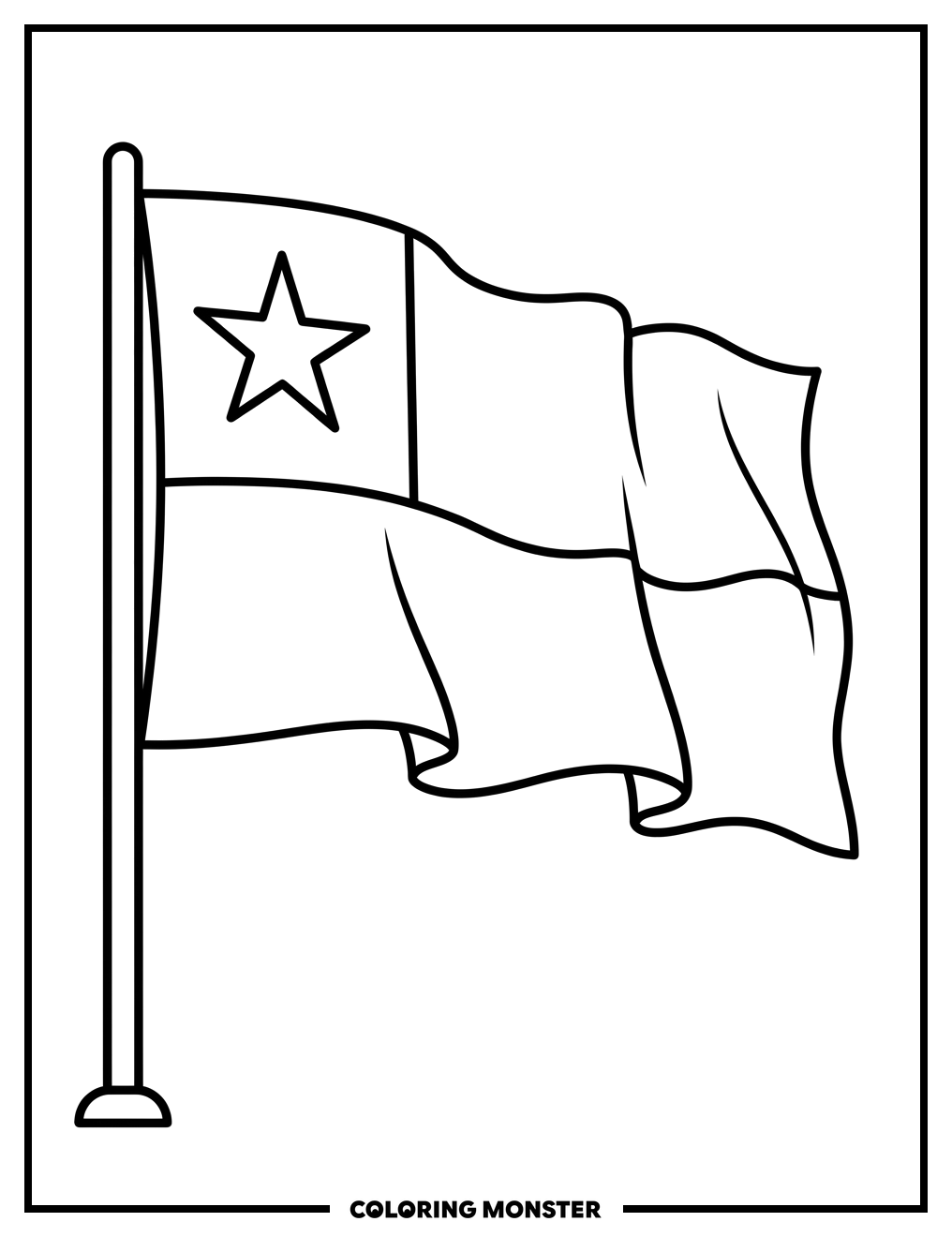 Chilean Flag Waving Coloring Page