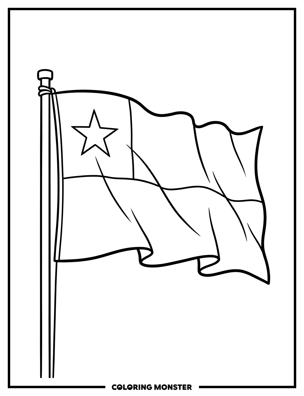 Chilean Flag Waving Coloring Page