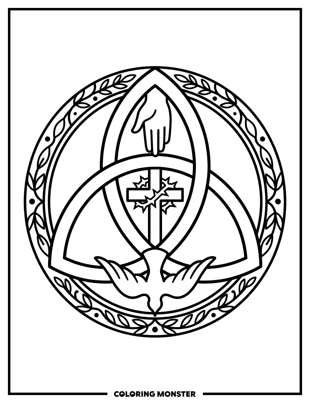 Christian Trinity Symbol In A Circle Coloring Page