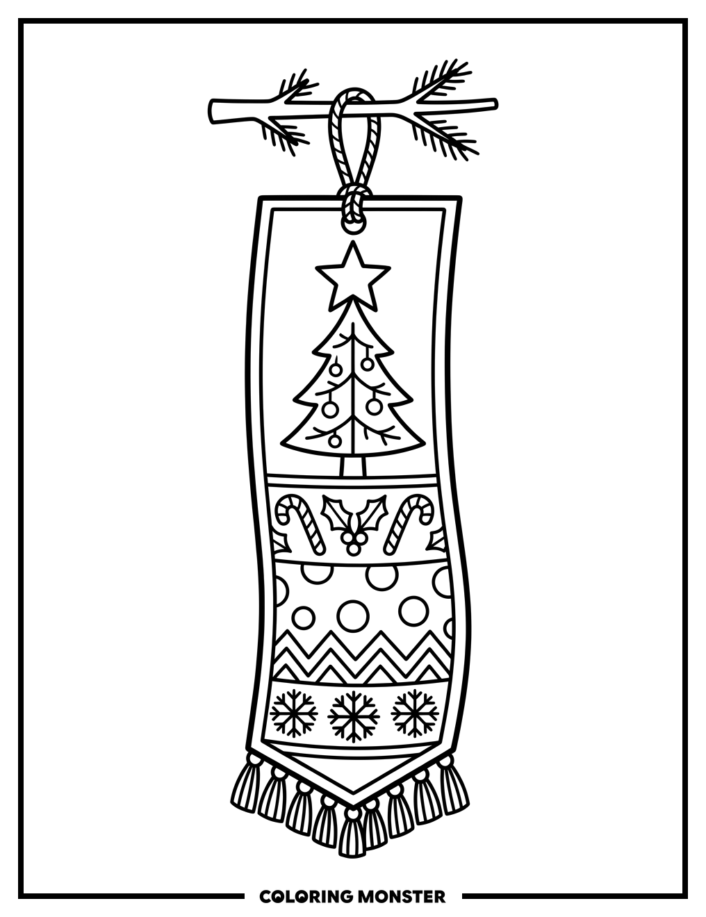 Christmas Bookmark Ornament Coloring Page