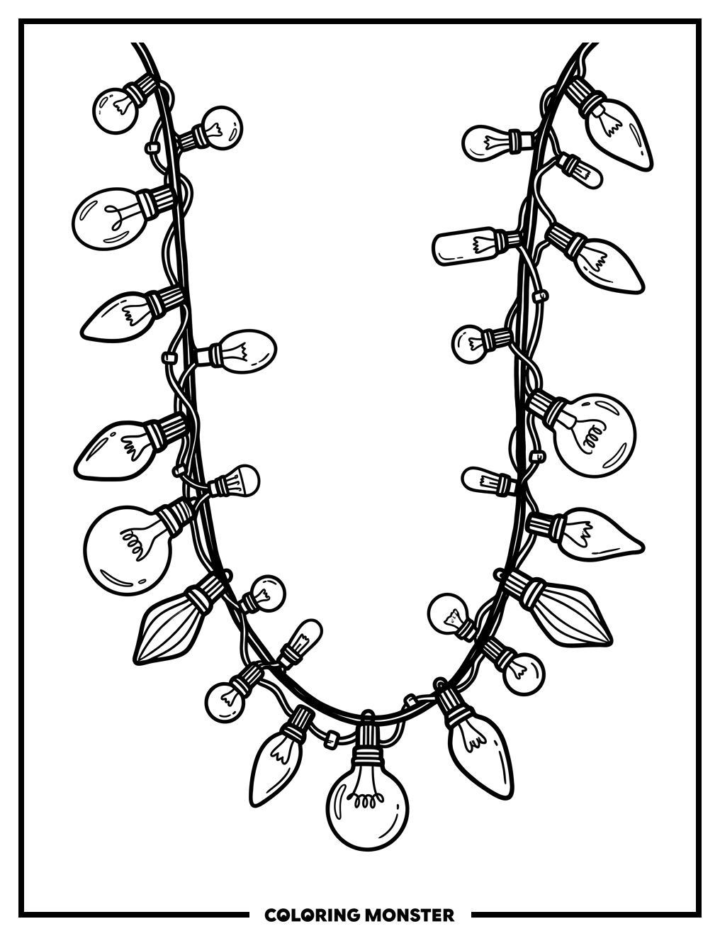 Christmas Lights Strand Coloring Page