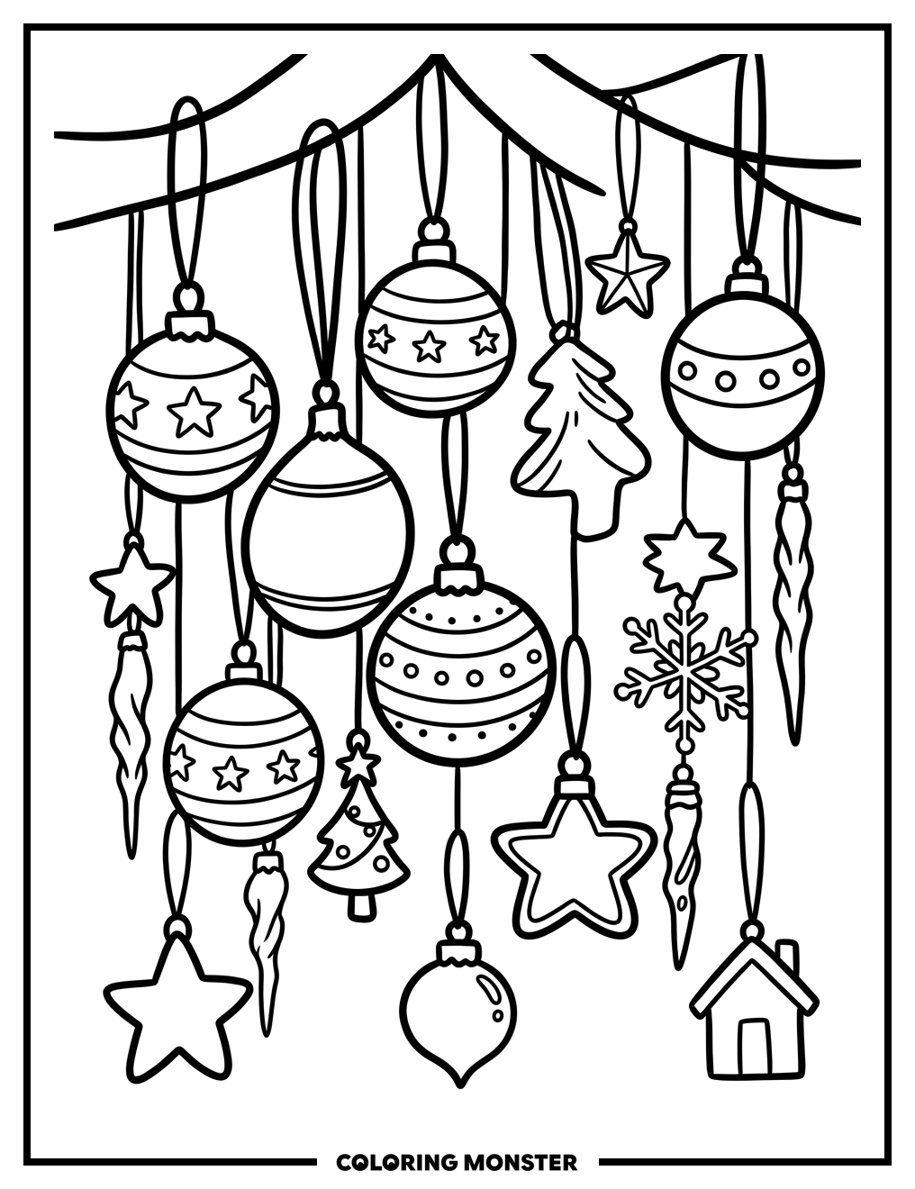 Christmas Ornaments Galore Coloring Page