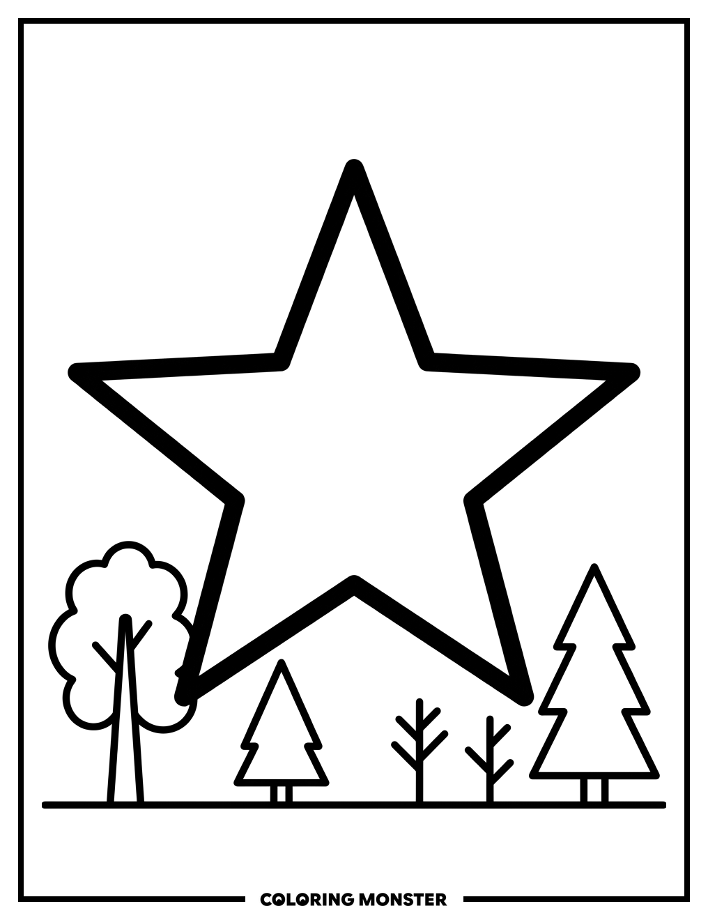 Christmas Tree Star Coloring Page