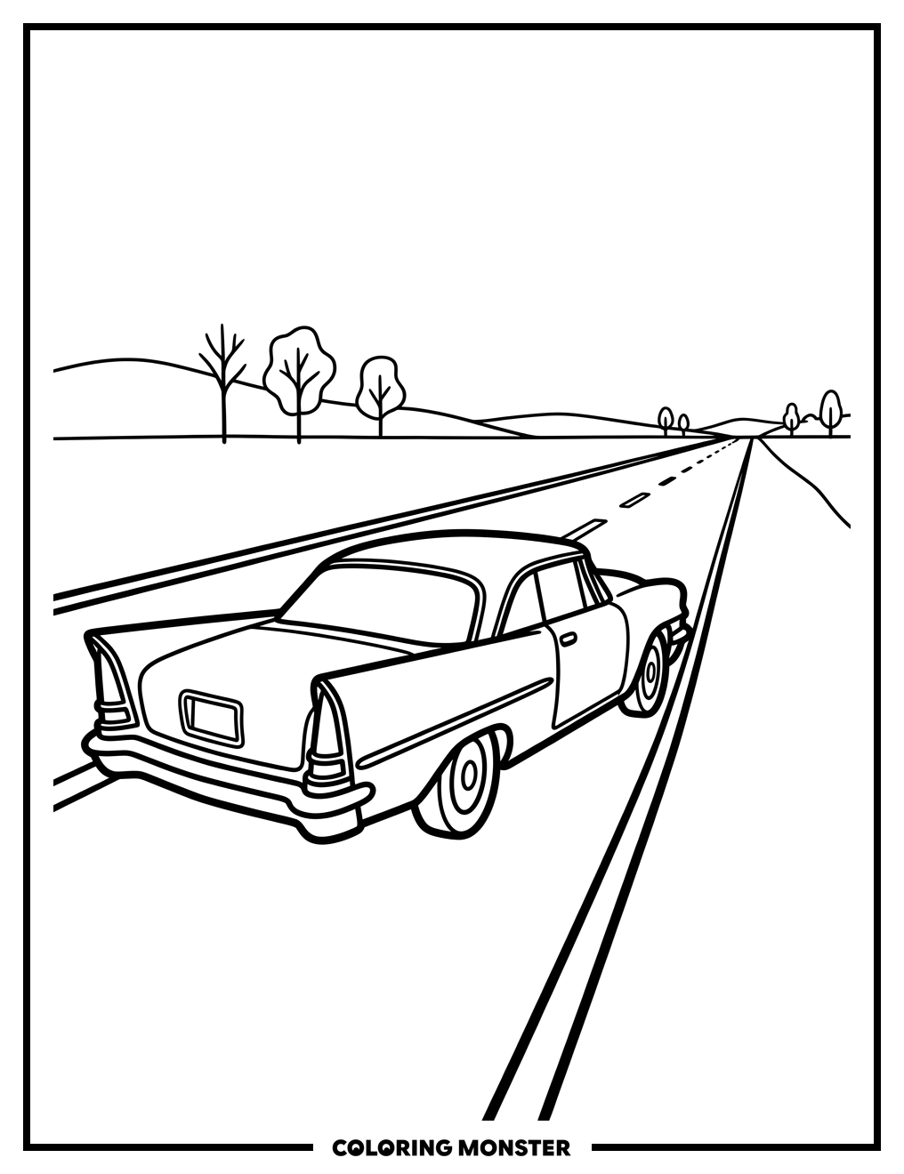 Chrysler 300 Driving on Open Road Coloring Page