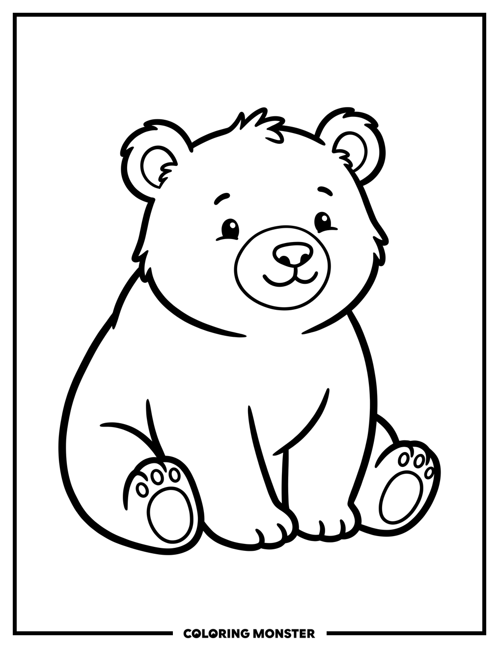 Chubby Bear Cub Sitting Coloring Page