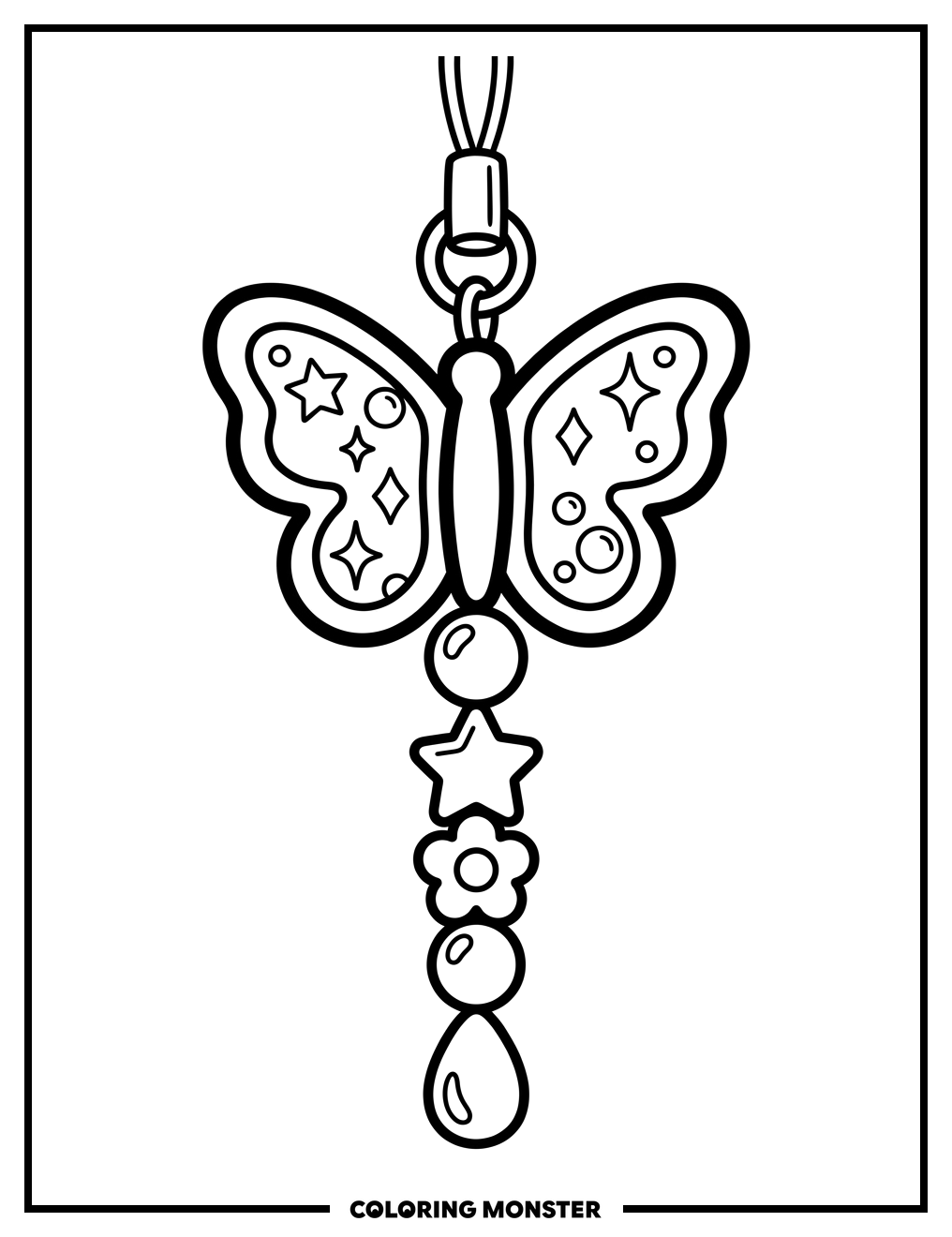 Chunky Butterfly Phone Charm Coloring Page