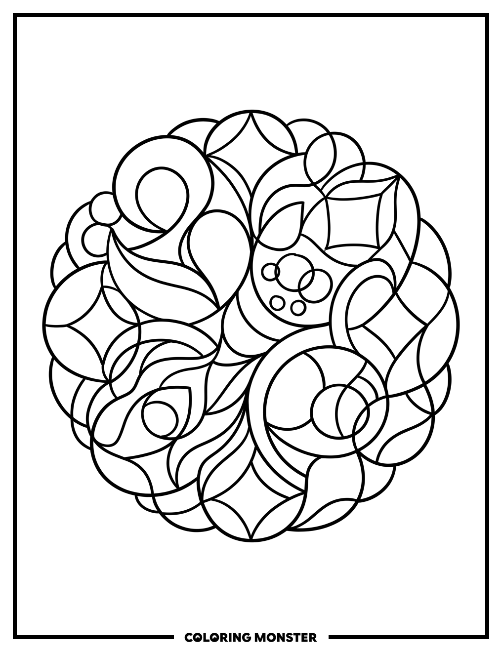 Circular Abstract Shapes Coloring Page