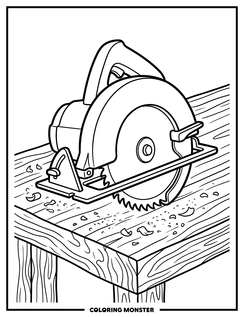 Circular Saw On Workbench Coloring Page