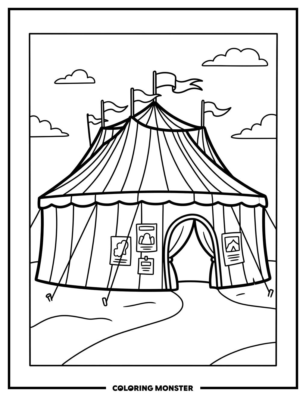 Circus Big Top Tent Coloring Page