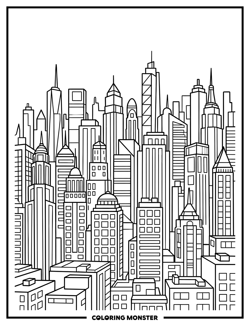 City Skyline At Day Coloring Page