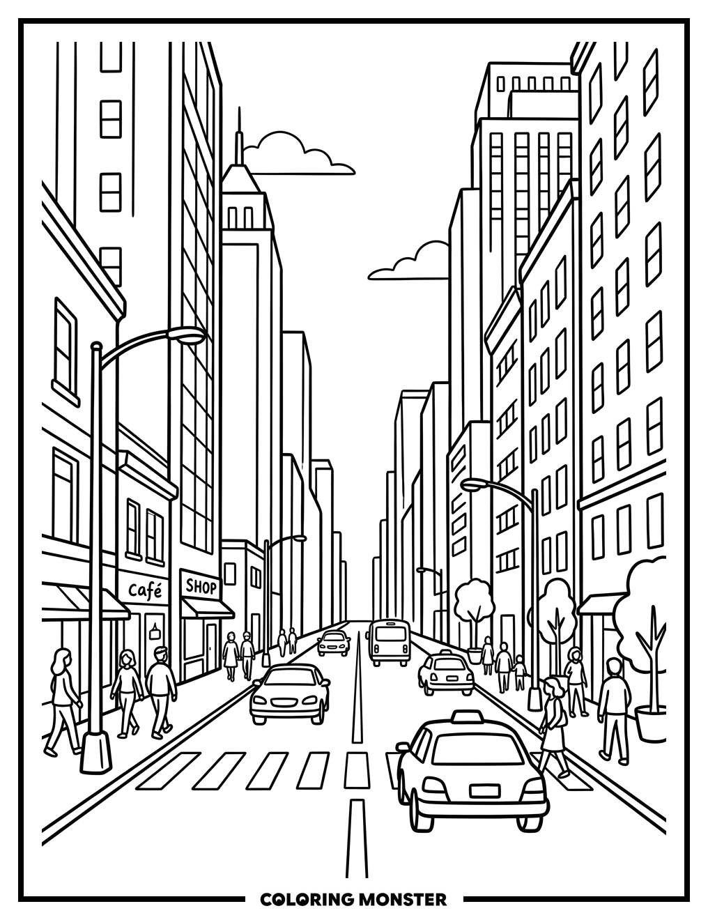 City Street View Coloring Page