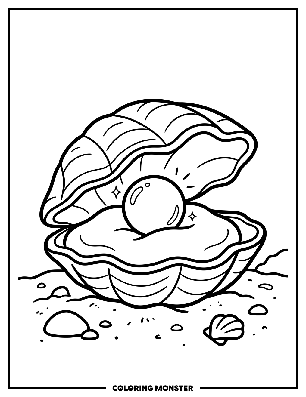 Clam With Pearl Coloring Page