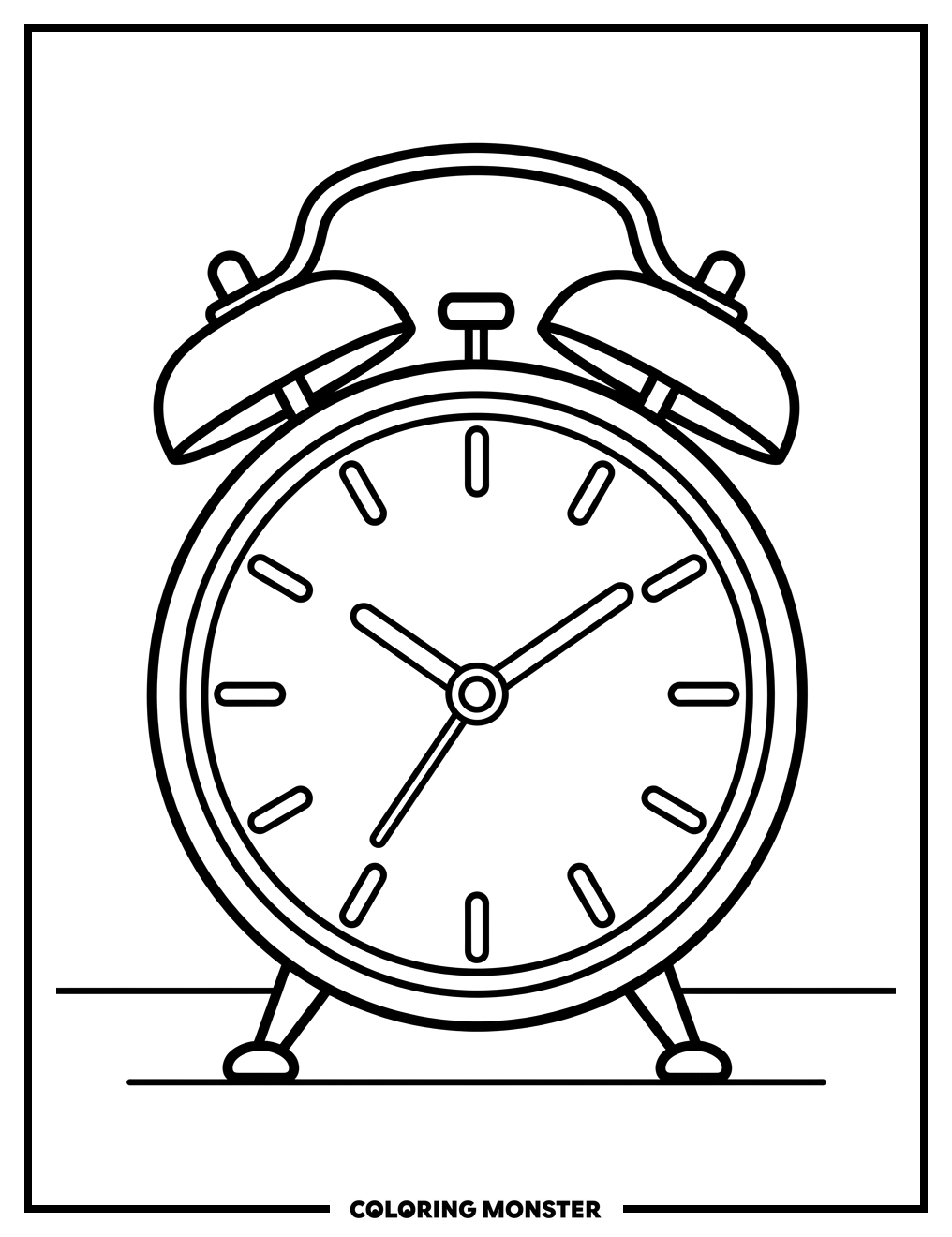 Classic Alarm Clock with Bells Coloring Page
