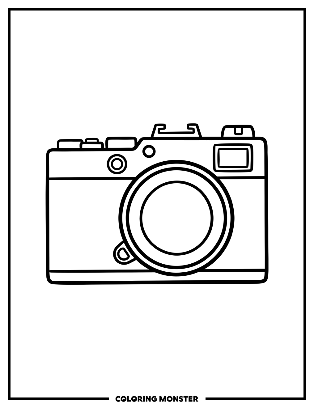 Classic Camera Front View Coloring Page