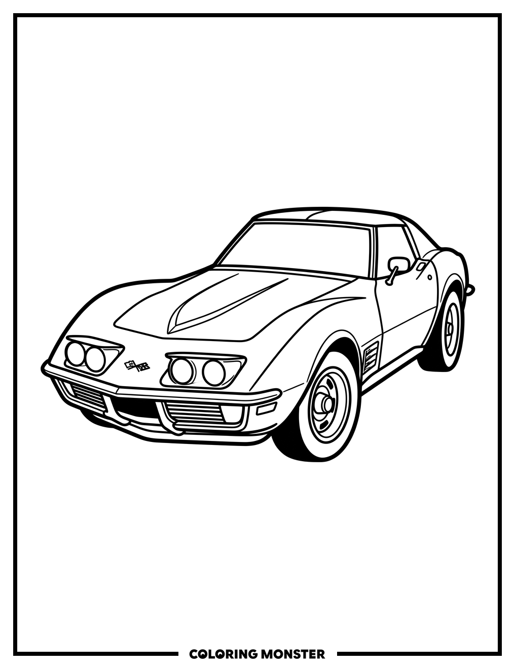 Classic Corvette Sports Car Coloring Page