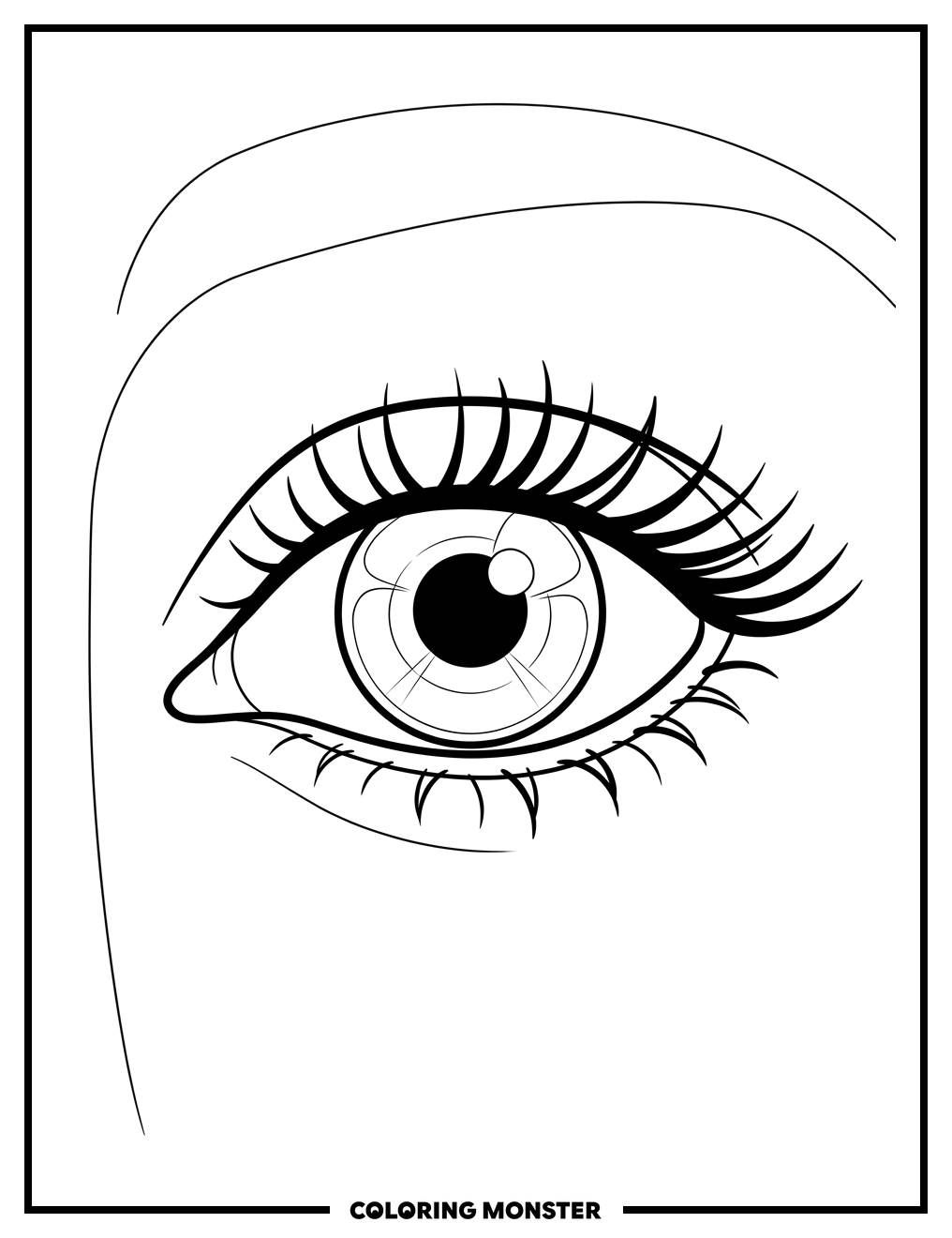 Close-Up Eye with Eyelashes Coloring Page