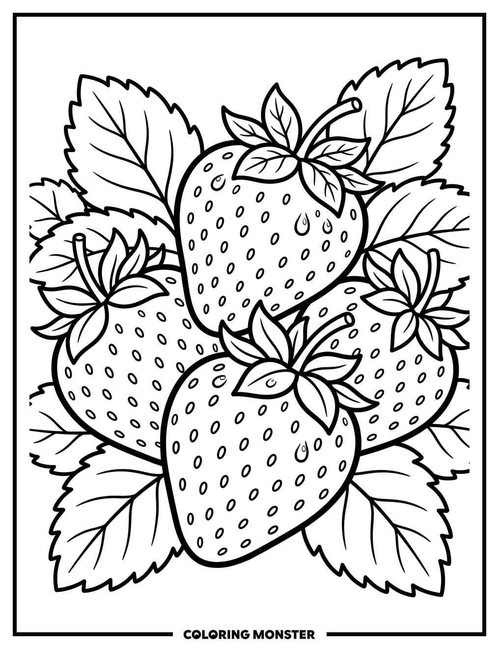 Cluster Of Ripe Strawberries Coloring Page