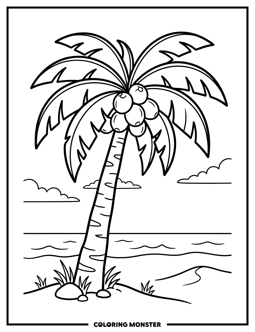 Coconut Palm Tree Coloring Page