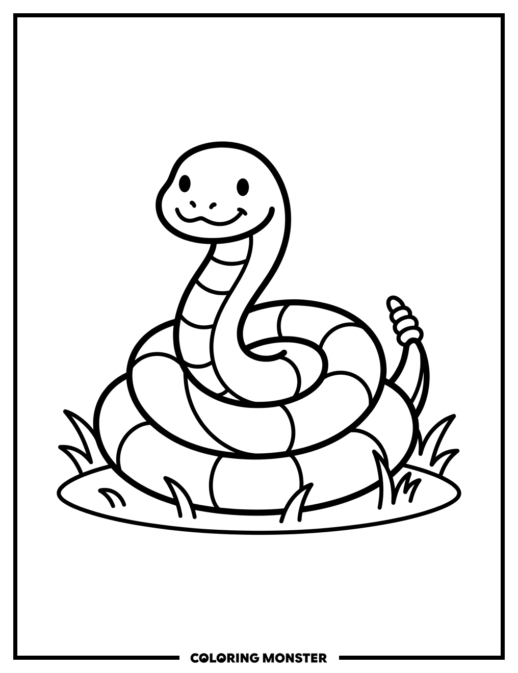 Coiled Friendly Snake Coloring Page