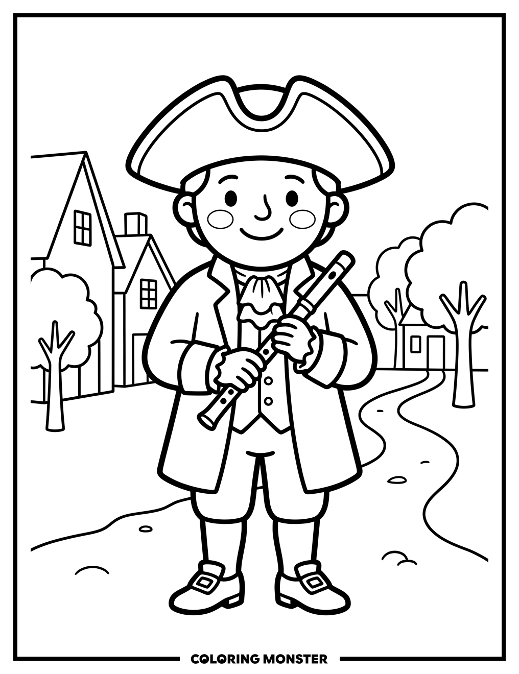 Colonial Musician With Fife Coloring Page