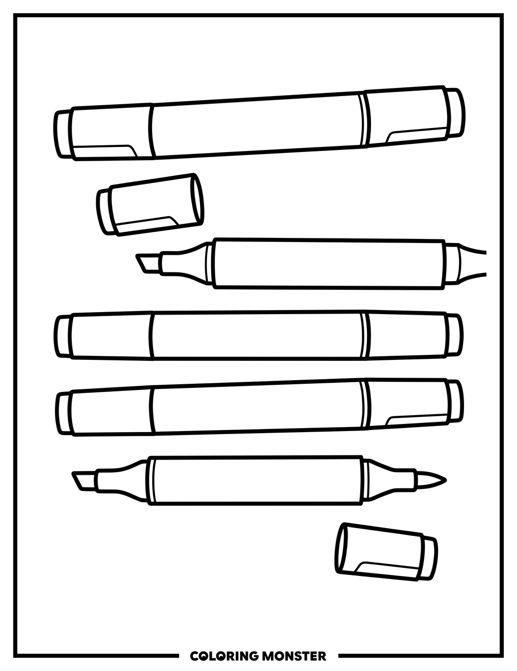 Colorful Copic Markers Ready to Draw Coloring Page