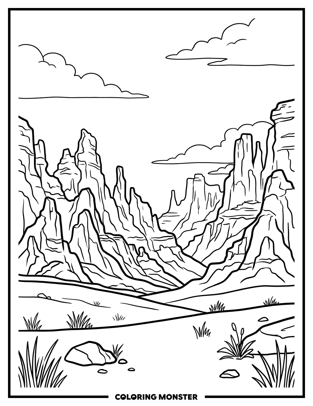 Colorful Eroded Rock Formations Coloring Page