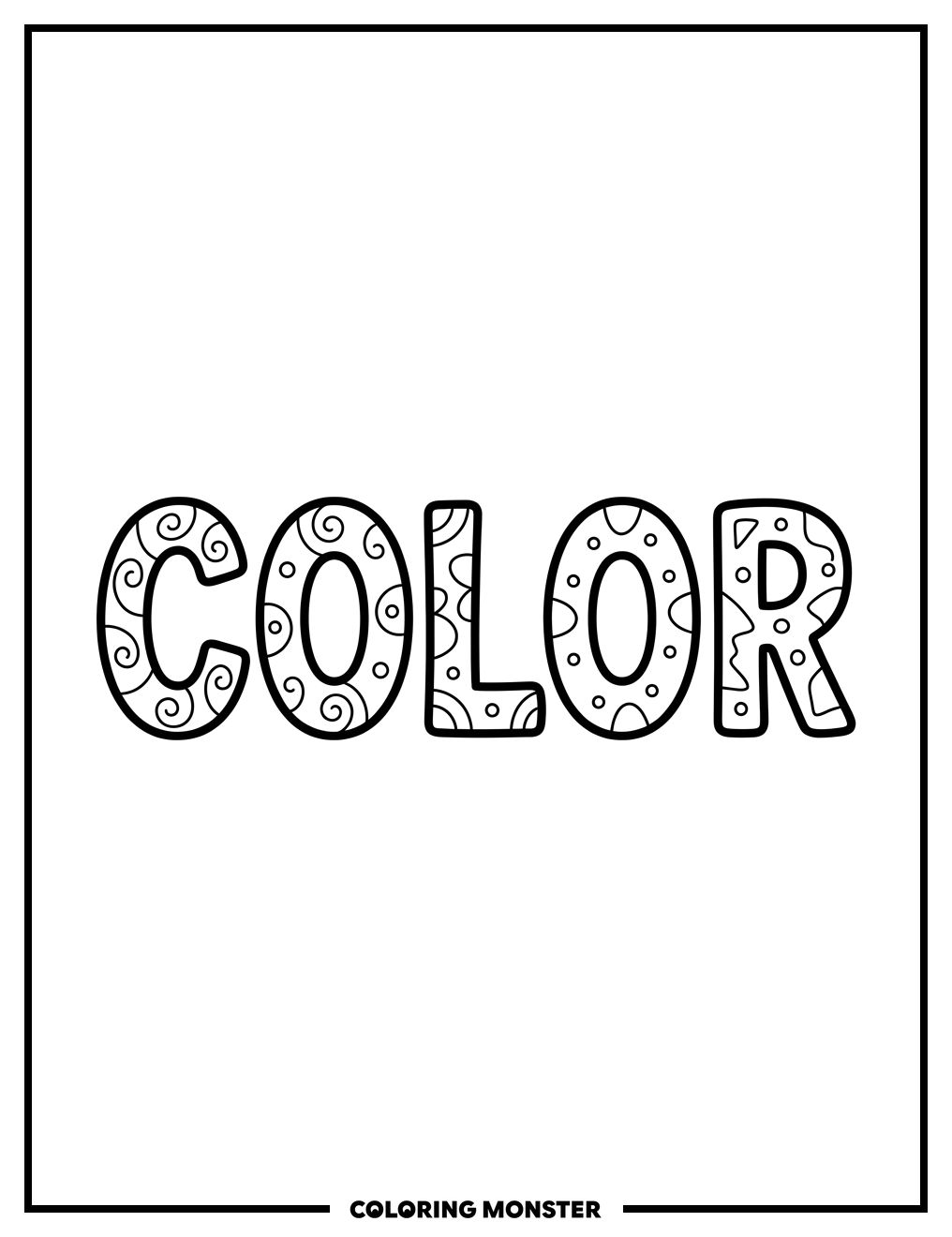 Colorful Word Art Coloring Page