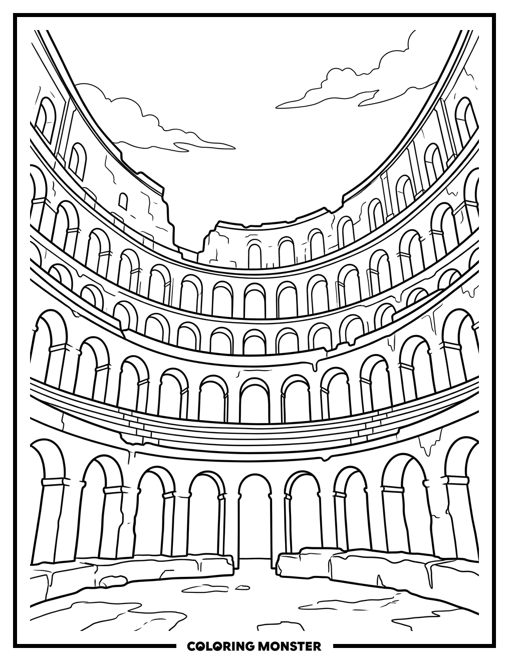 Colosseum Arena View Coloring Page