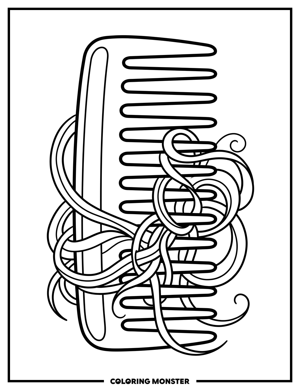 Comb Tangled With Hair Coloring Page
