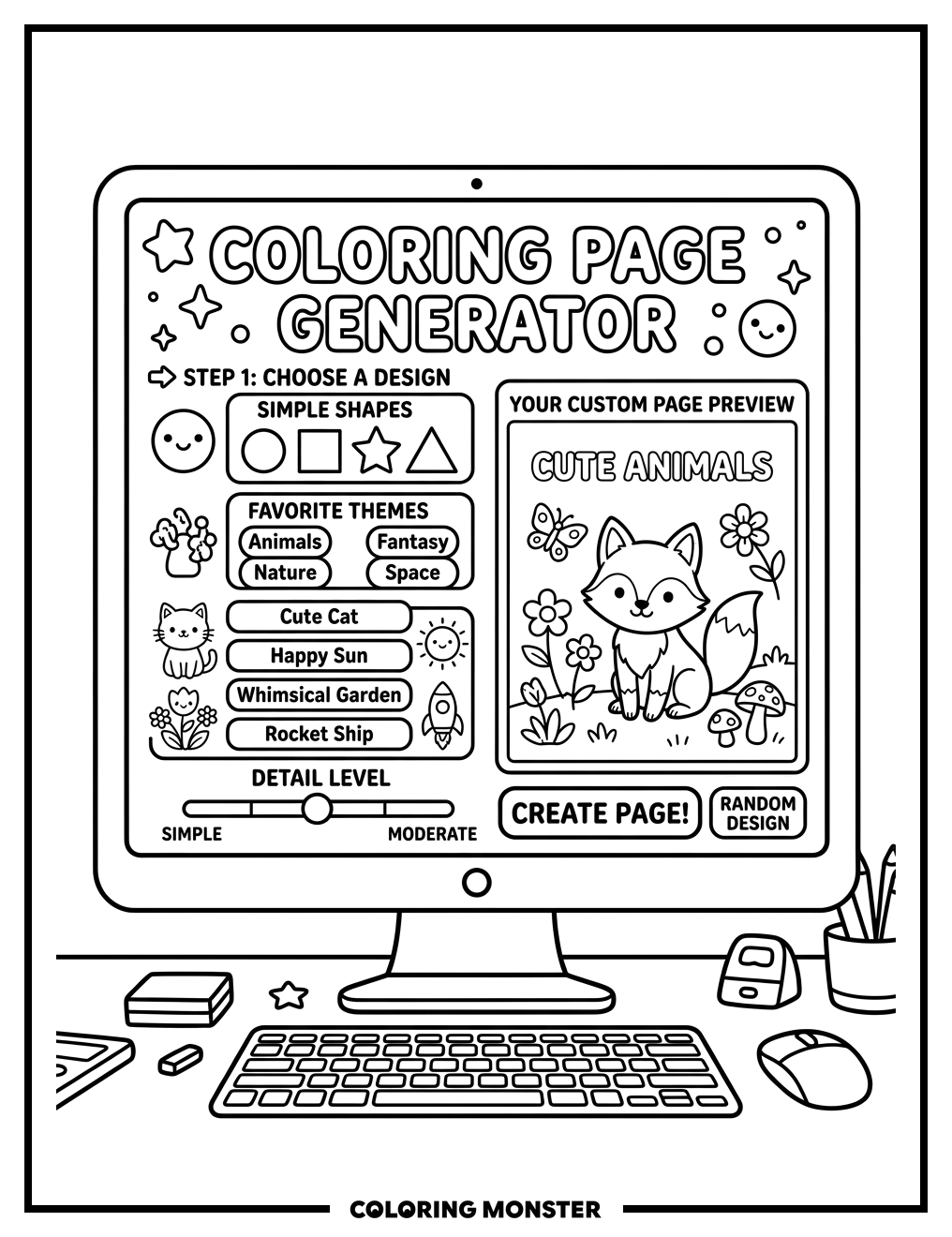 Computer Screen Coloring Page Generator Coloring Page