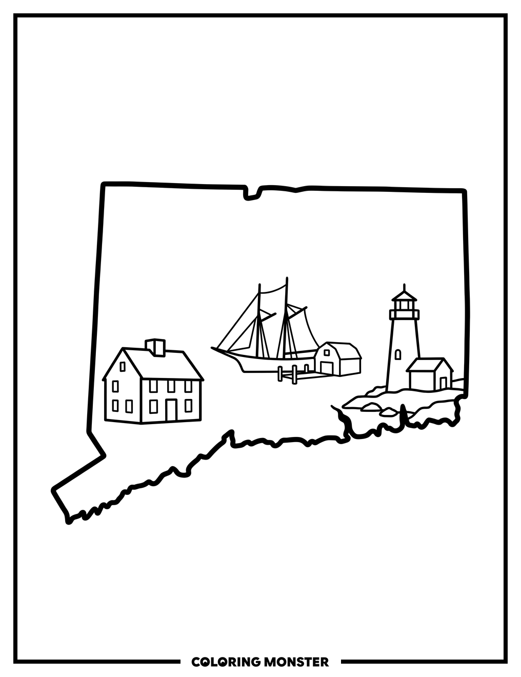 Connecticut Landmarks Coloring Page Coloring Page