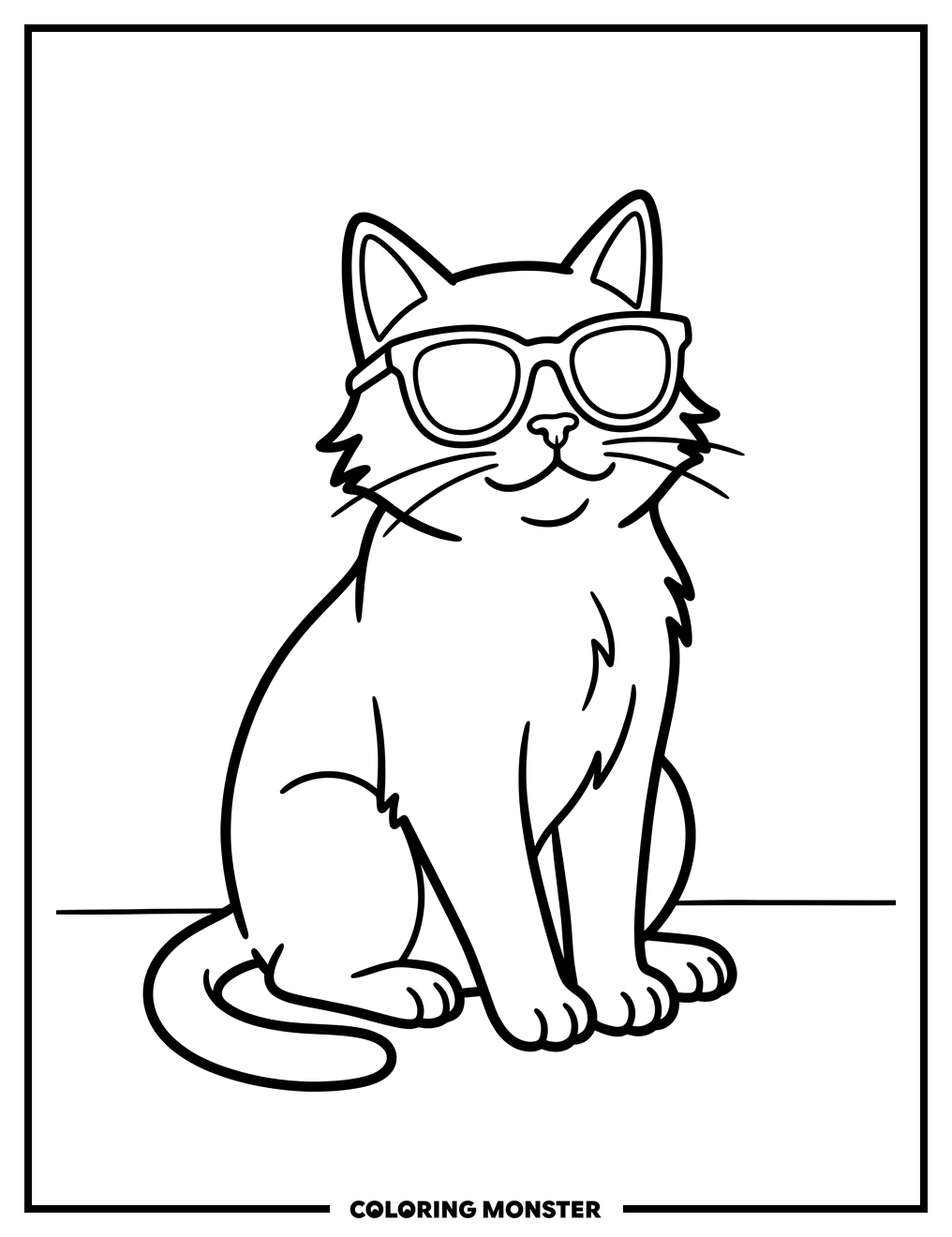 Cool Cat in Sunglasses Coloring Page