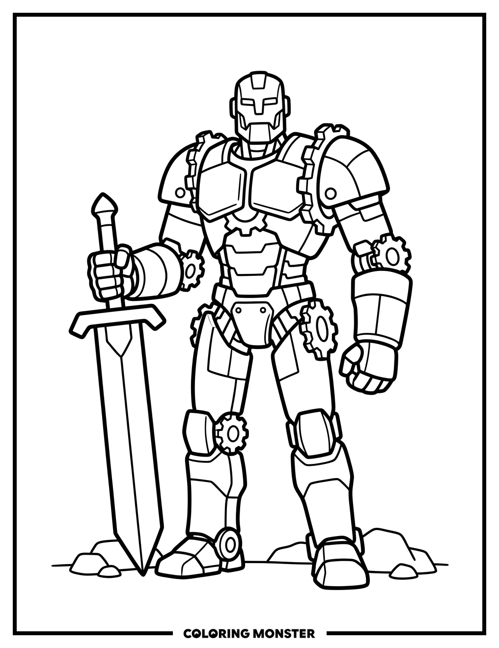 Copper Golem With Sword Coloring Page