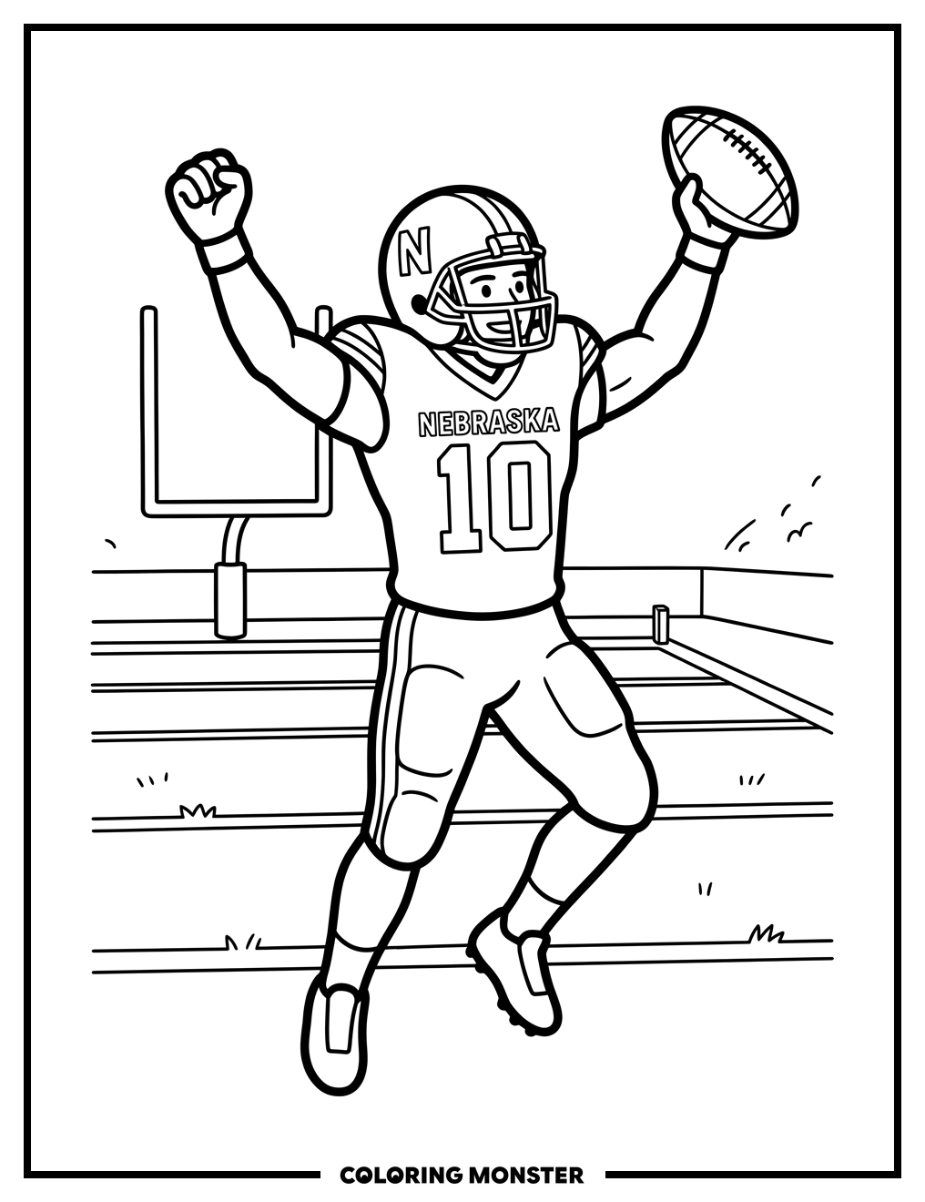 Cornhusker Football Celebration Coloring Page