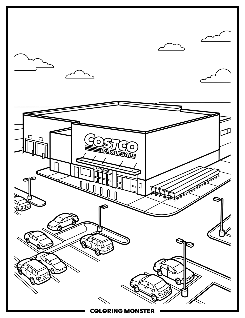 Costco Warehouse Store Exterior Coloring Page