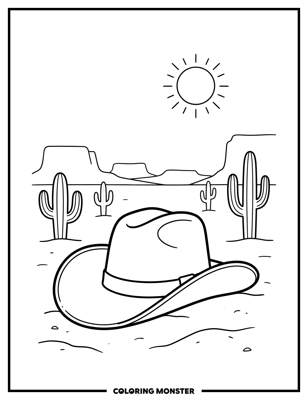 Cowboy Hat in Desert Coloring Page