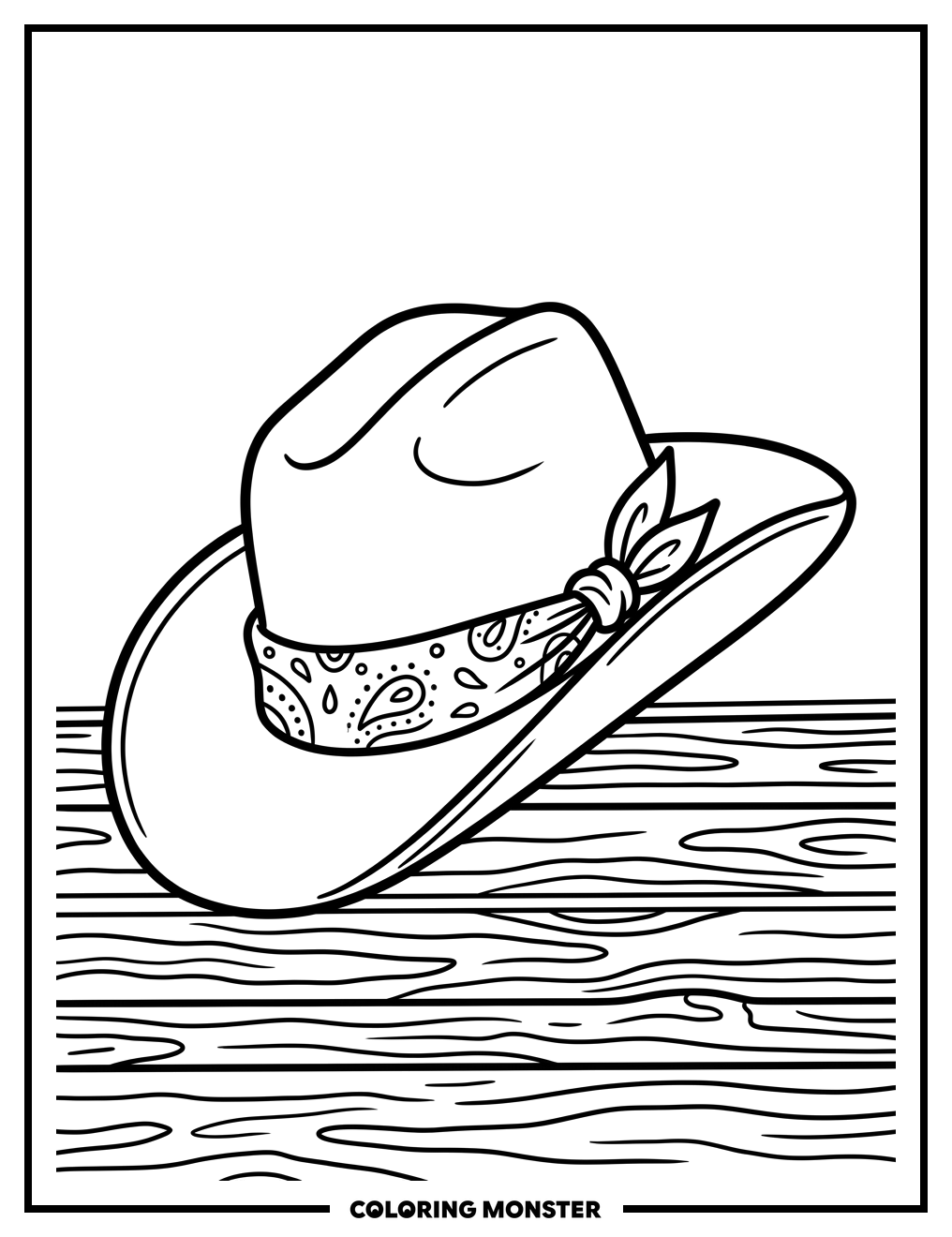 Cowboy Hat with Red Bandana Coloring Page