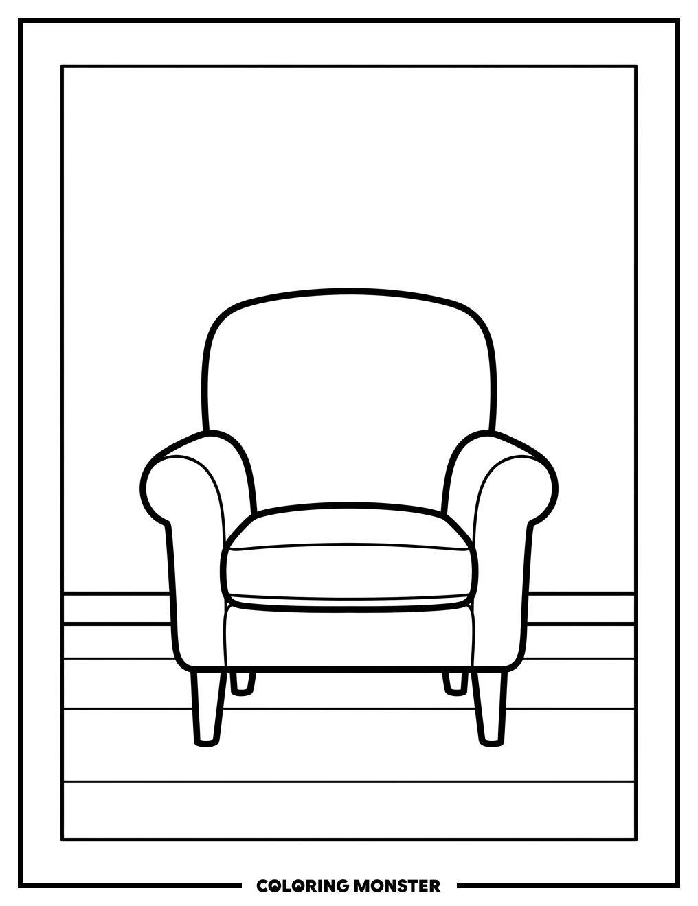 Cozy Armchair in an Empty Room Coloring Page