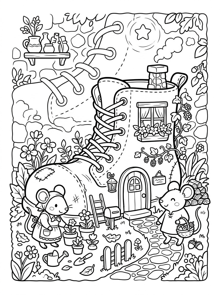 Cozy Mice in a Shoe House