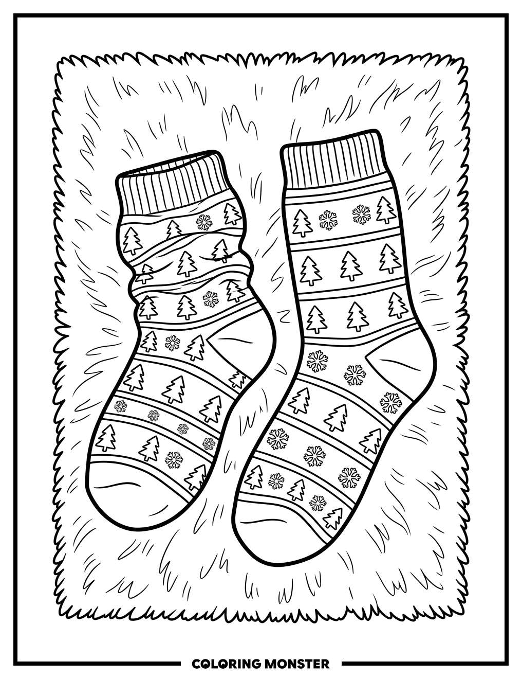 Cozy Socks on Rug Coloring Page