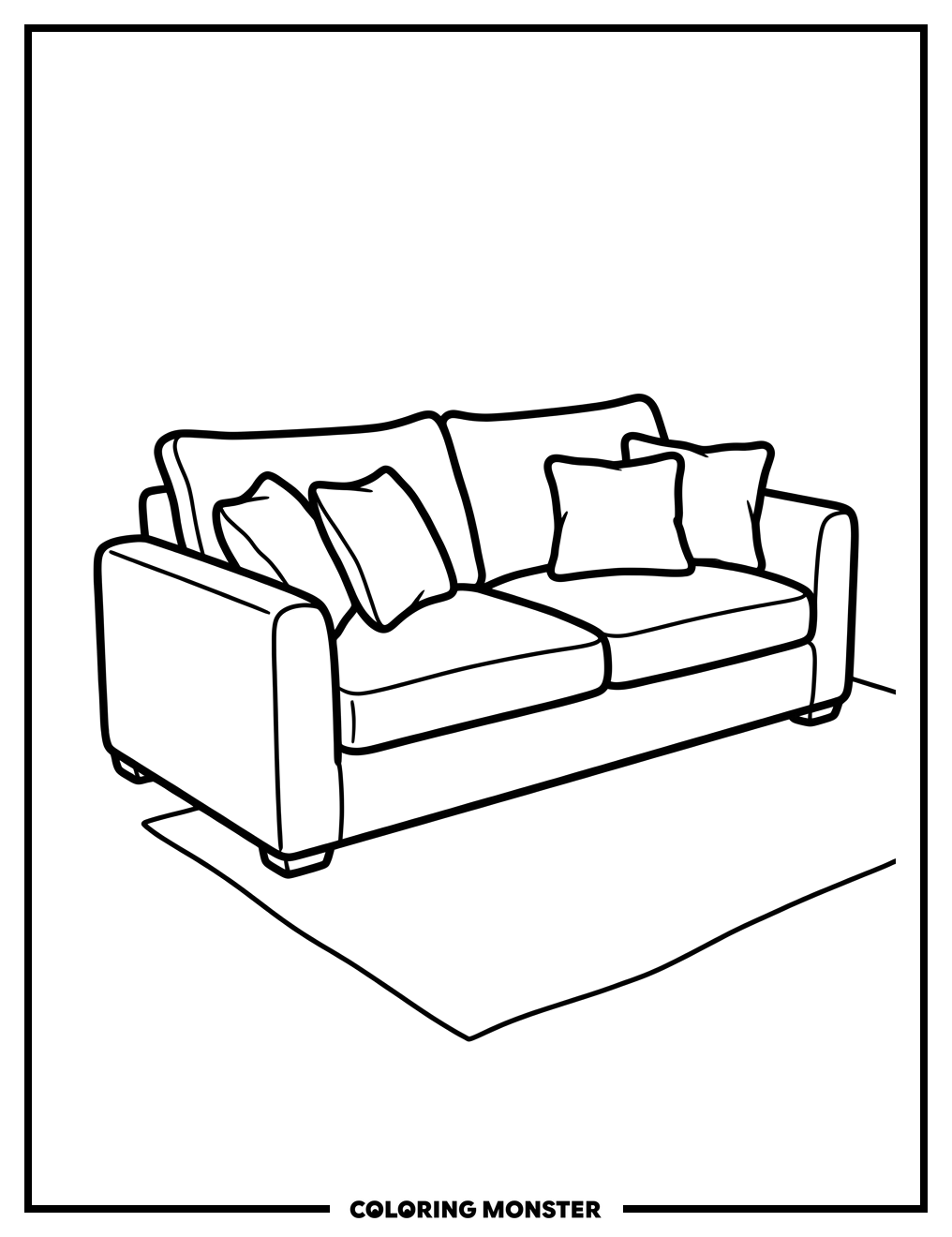 Cozy Sofa Scene Coloring Page