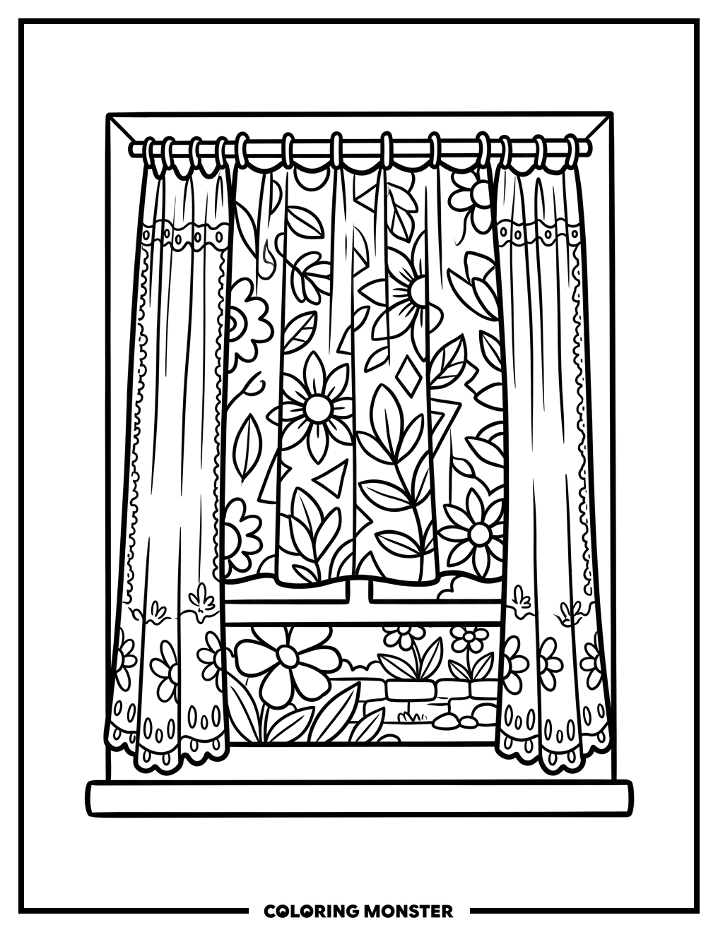 Cozy Window View Coloring Page