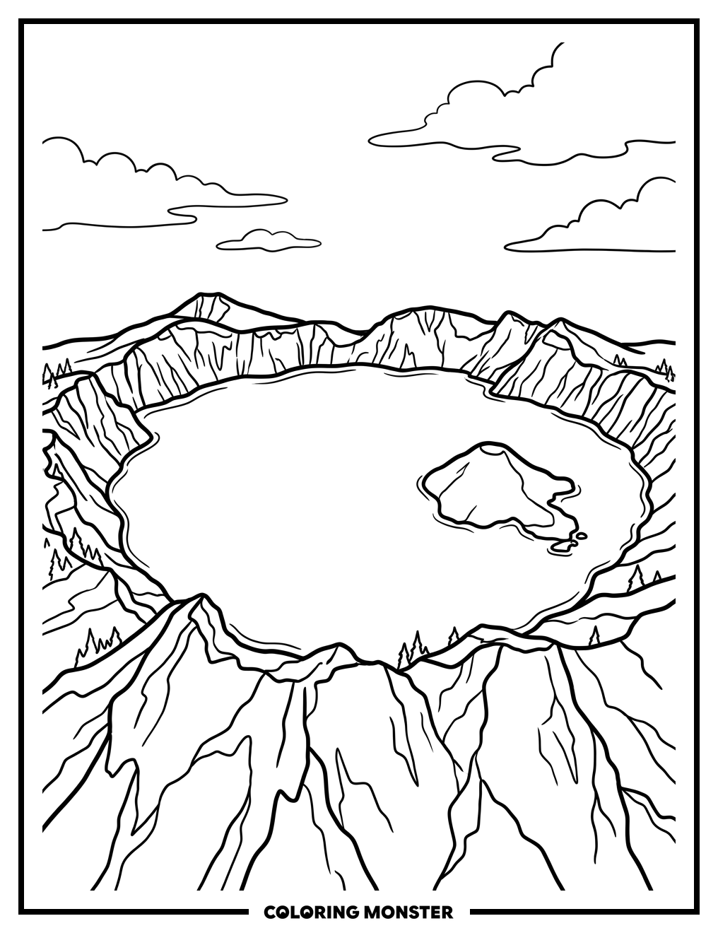 Crater Lake National Park Coloring Page