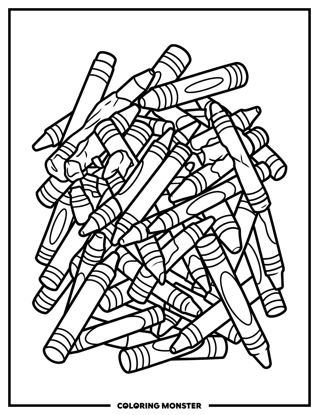 Crayon Art Supplies Coloring Page